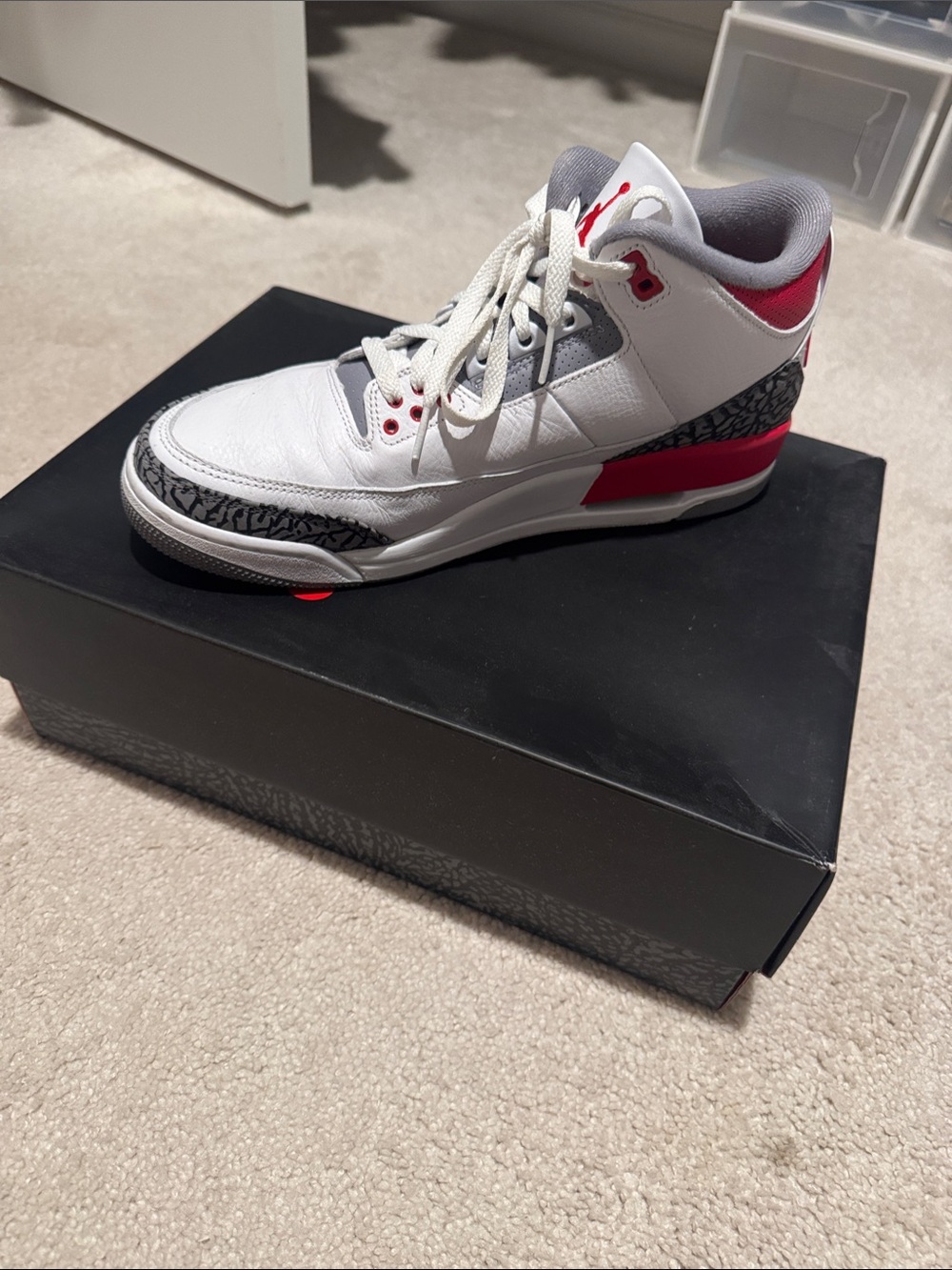 Jordan Men’s Sneakers White/Red with Black Elephant Print